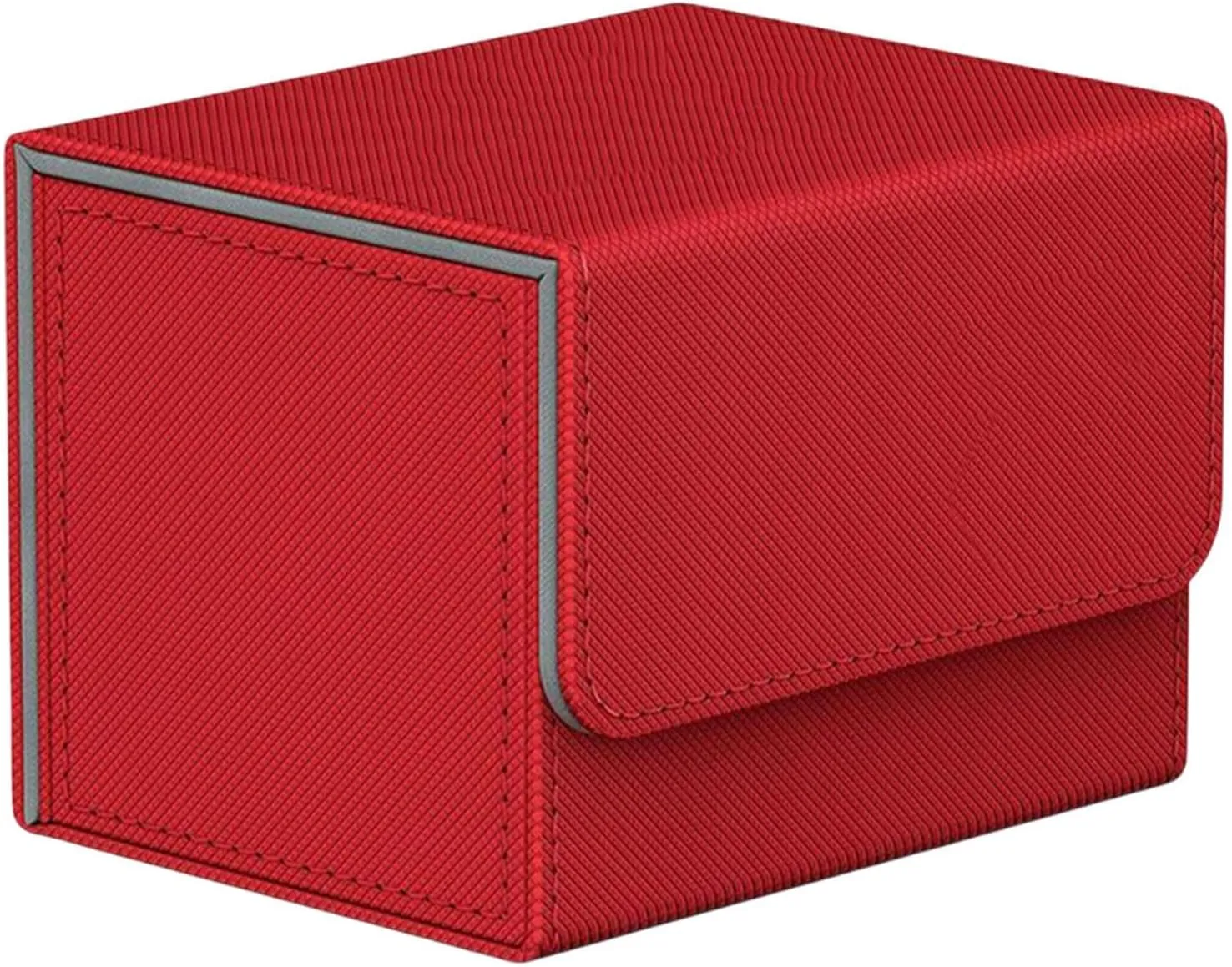 Compact Card Deck Storage Solution with Secure Closure, Red, 104x83x73mm