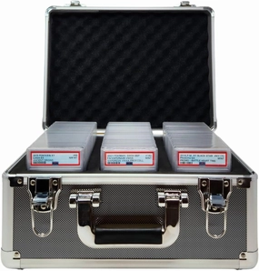 Compact Metal Slab Case – Holds 99 Graded Sports and Trading Cards – Durable Aluminum Storage Box for PSA, BGS, CGC Slabs – XL-99 Grey