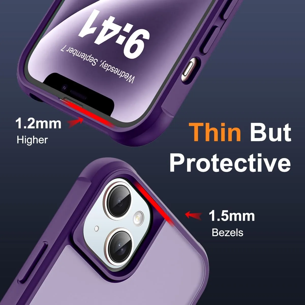 Compatible with iPhone 14 Plus Case with Invisible Magnetic O-Ring Stand Military-Grade Translucent Case for iPhone 14 Plus 6.7" [Compatible with MagSafe][Great Grip Feeling], Purple