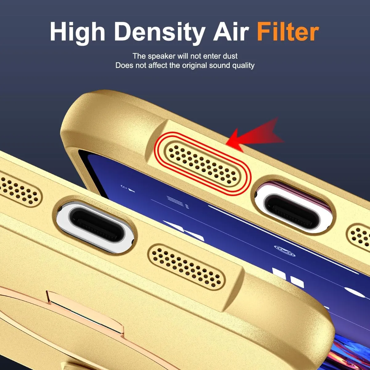 Compatible with iPhone 15 Pro Max Case with Invisible Magnetic O-Ring Stand Military-Grade Case for iPhone 15 ProMax 6.7" [Compatible with Mag-Safe][Great Grip Feeling], Gold