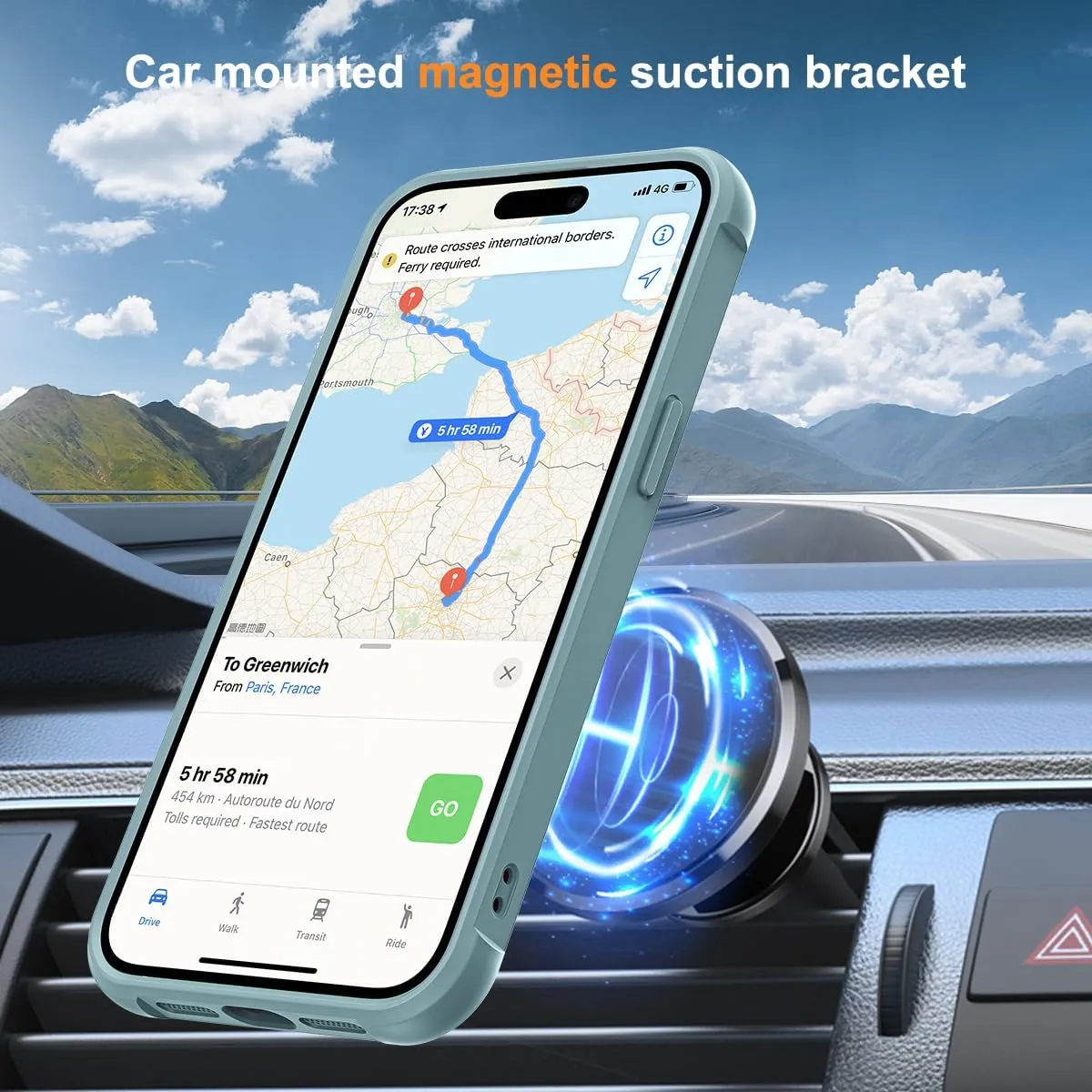 Compatible with iPhone 15 Pro Max Case with Invisible Magnetic O-Ring Stand Military-Grade Translucent Case for iPhone 15 ProMax 6.7" [Compatible with MagSafe][Great Grip Feeling], Blue
