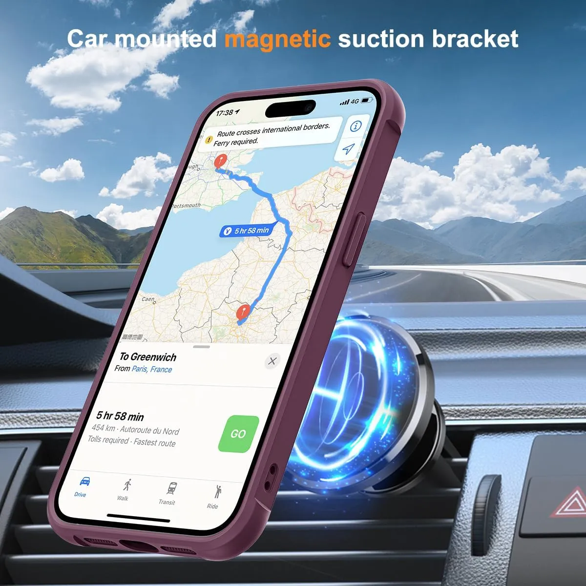 Compatible with iPhone 15 Pro Max Case with Invisible Magnetic O-Ring Stand Military-Grade Translucent Case for iPhone 15 ProMax 6.7" [Compatible with MagSafe][Great Grip Feeling], Wine Red