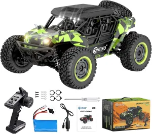 Contixo HC4 1:16 All Terrain RC Car – 25 MPH 4WD Off-Road Remote Control Truck with 2.4GHz Radio, LED Lights, Shock Absorption & Waterproof Design – High-Speed Electric Vehicle for Kids-Green