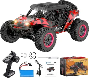 Contixo HC4 1:16 All Terrain RC Car – 25 MPH 4WD Off-Road Remote Control Truck with 2.4GHz Radio, LED Lights, Shock Absorption & Waterproof Design – High-Speed Electric Vehicle for Kids-Red