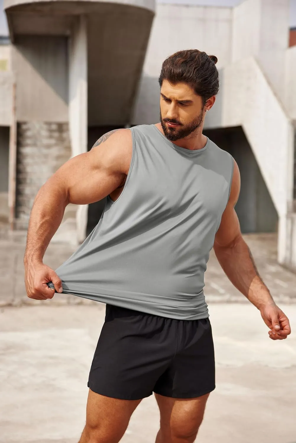 COOFANDY Mens 2 Pack Workout Tank Top UPF 50  Quick Dry Sleeveless Swim Shirt Gym Muscle Athletic Summer Beach T Shirts