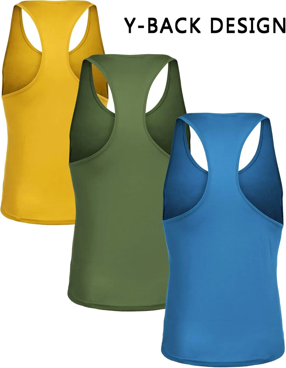 COOFANDY Men's 3 Pack Tank Tops Gym Workout Shirt Y-Back Sleeveless Muscle Fitness Bodybuilding Tank Shirts