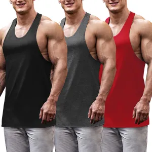 COOFANDY Men's 3 Pack Tank Tops Gym Workout Shirt Y-Back Sleeveless Muscle Fitness Bodybuilding Tank Shirts