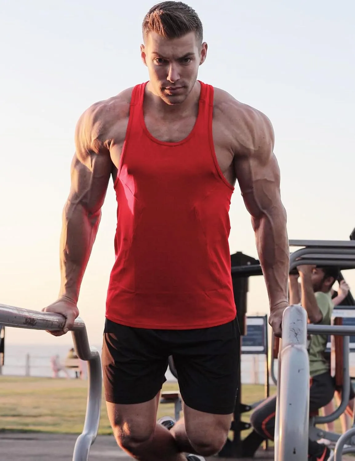 COOFANDY Men's 3 Pack Tank Tops Gym Workout Shirt Y-Back Sleeveless Muscle Fitness Bodybuilding Tank Shirts