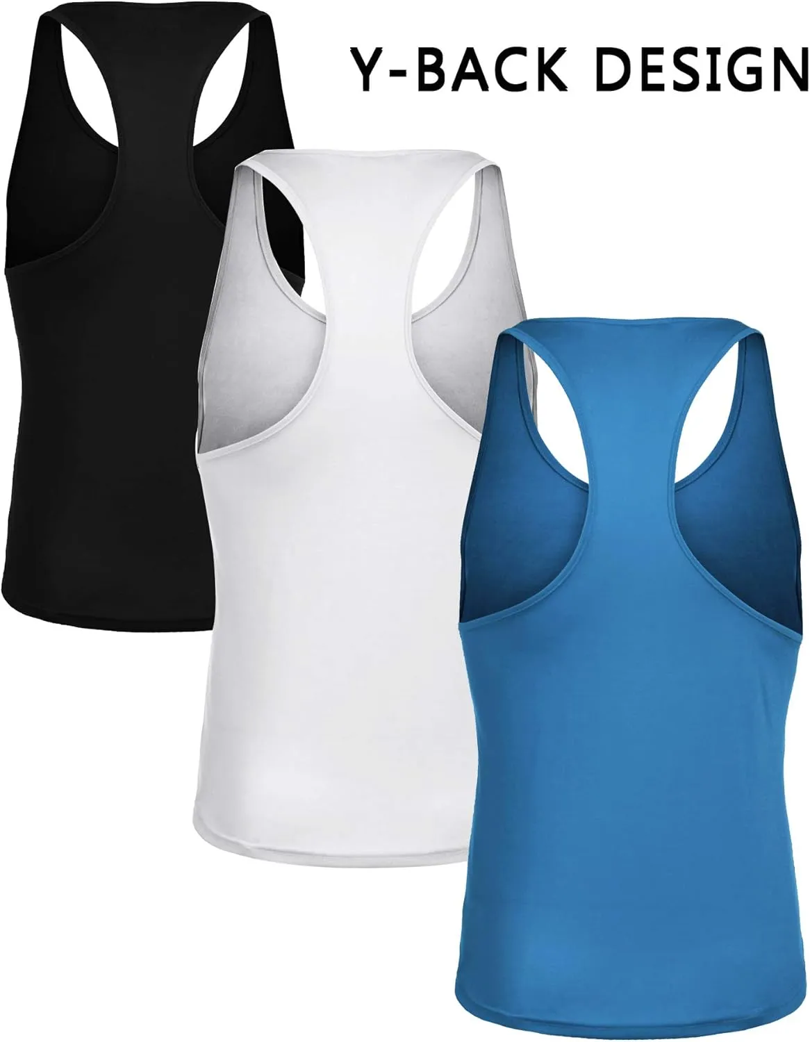 COOFANDY Men's 3 Pack Tank Tops Gym Workout Shirt Y-Back Sleeveless Muscle Fitness Bodybuilding Tank Shirts