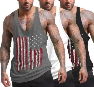 COOFANDY Men's 3 Pack Tank Tops Gym Workout Shirt Y-Back Sleeveless Muscle Fitness Bodybuilding Tank Shirts
