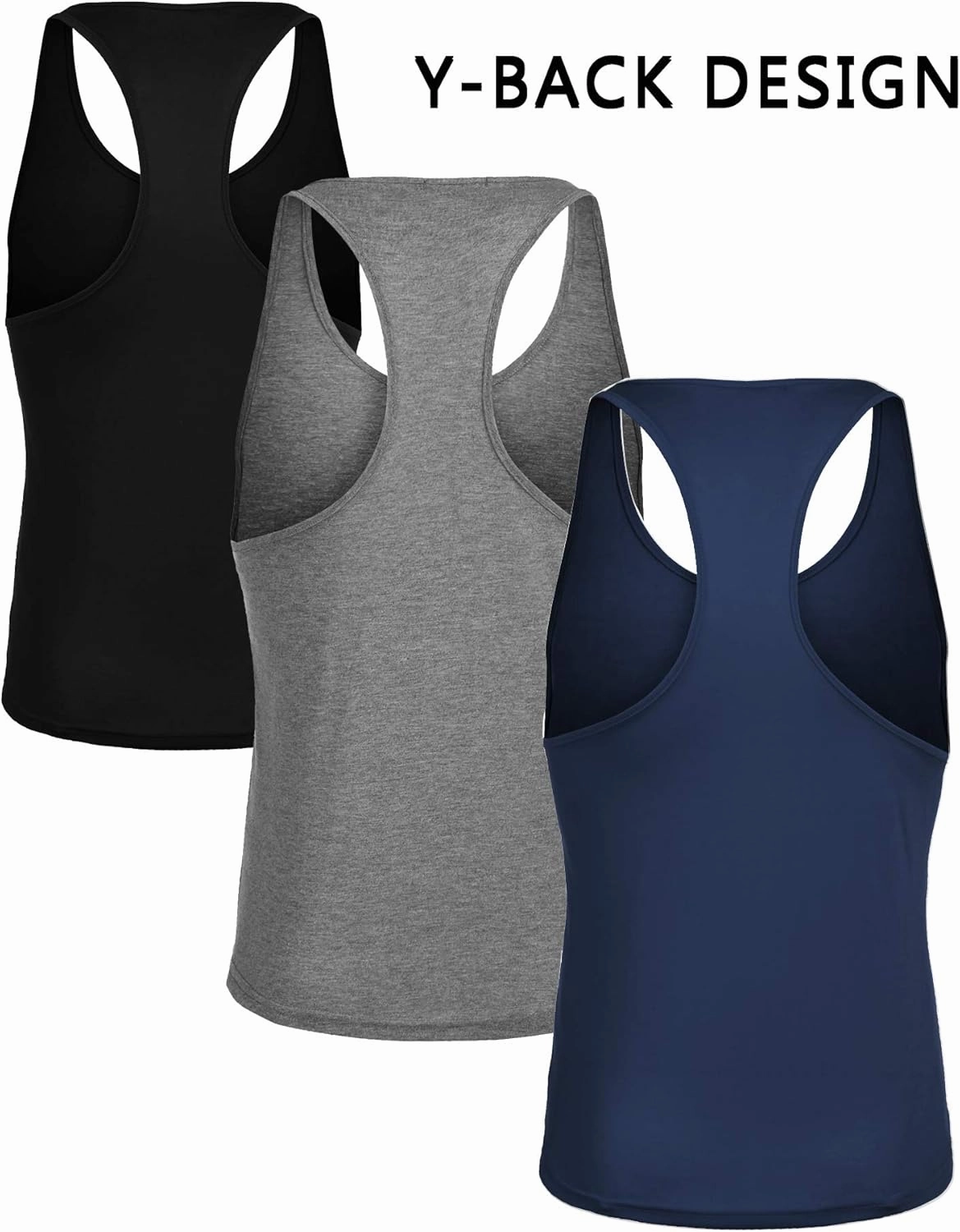 COOFANDY Men's 3 Pack Tank Tops Gym Workout Shirt Y-Back Sleeveless Muscle Fitness Bodybuilding Tank Shirts