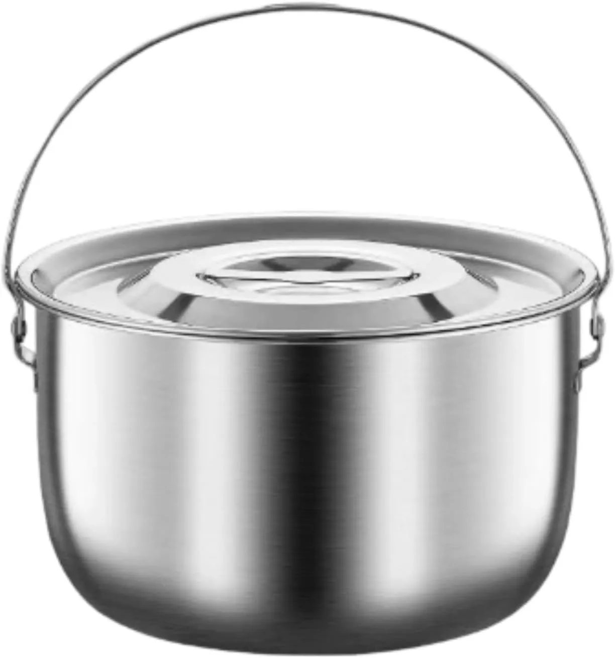 Cooking Pot Stainless Steel Camping Pot Kitchen Accessories with Handle and Lid Portable for Cooking Commercial Party Kitchen, 2.5L