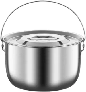 Cooking Pot Stainless Steel Camping Pot Kitchen Accessories with Handle and Lid Portable for Cooking Commercial Party Kitchen, 2.5L