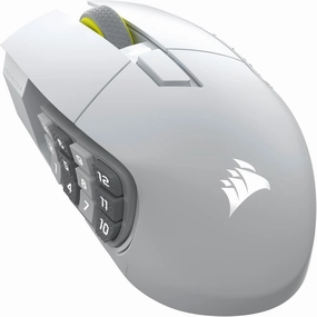 Corsair Scimitar Elite Wireless SE MMO Gaming Mouse – 33,000 DPI, 16 Programmable Buttons, Adjustable Key Slider, Elgato Stream Deck Integration, 1,000Hz Polling, Up to 150hrs Battery – White
