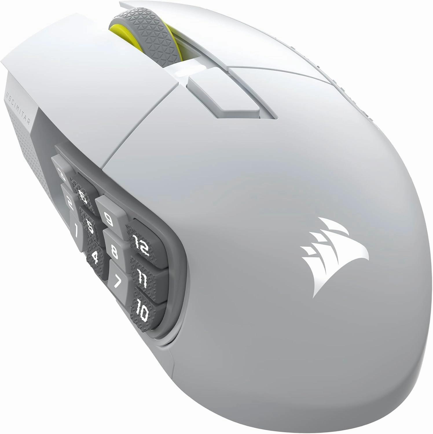Corsair Scimitar Elite Wireless SE MMO Gaming Mouse – 33,000 DPI, 16 Programmable Buttons, Adjustable Key Slider, Elgato Stream Deck Integration, 1,000Hz Polling, Up to 150hrs Battery – White