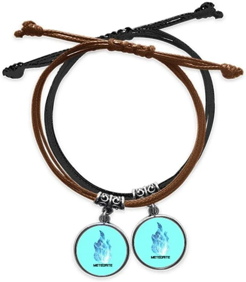 Cosmic Space Blue Flame Meteor Bracelet Double Leather Rope Wristband Couple Set Gift