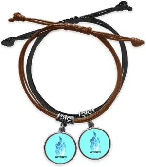 Cosmic Space Blue Flame Meteor Bracelet Double Leather Rope Wristband Couple Set Gift