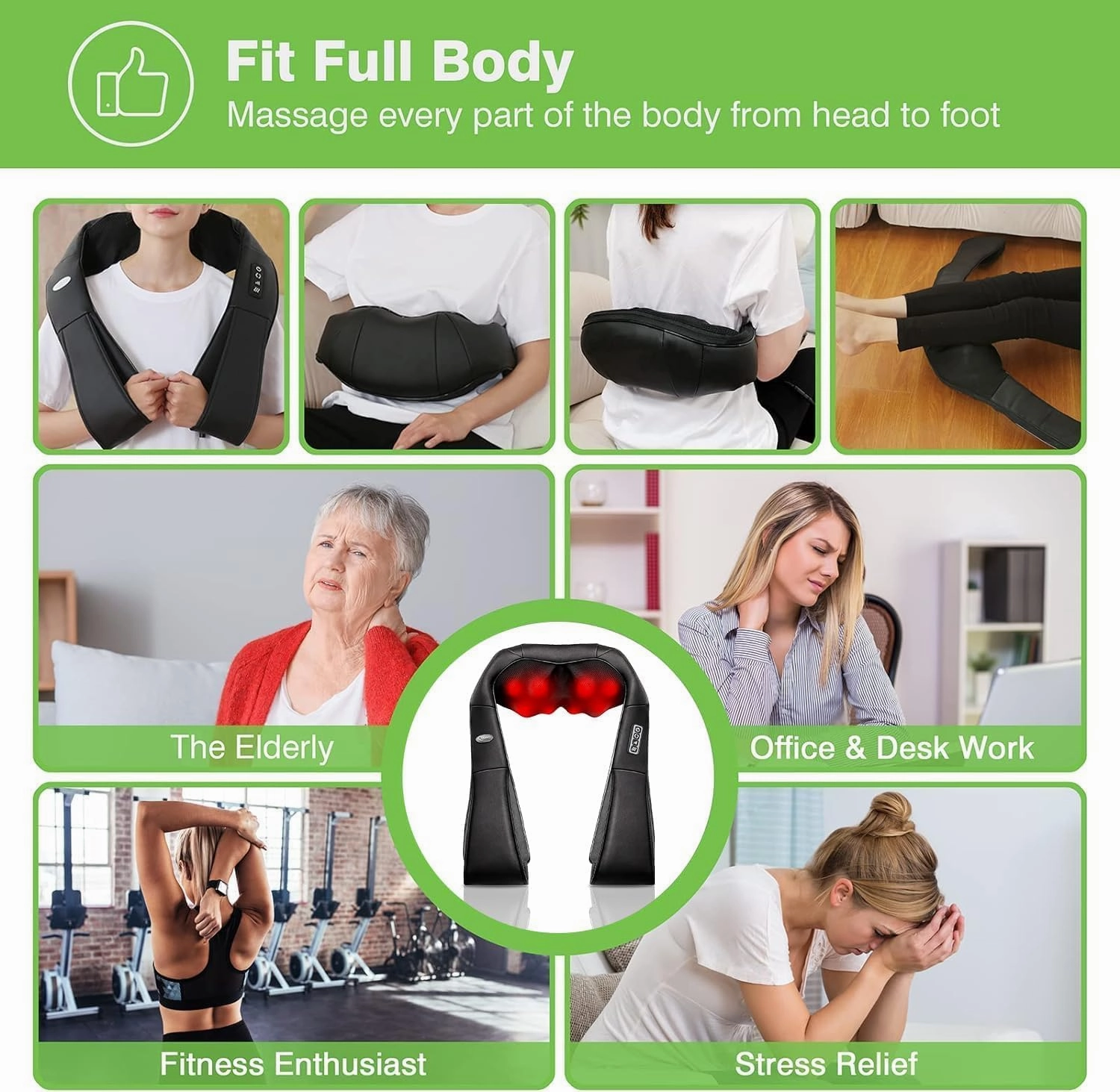 cotsoco Cordless Shiatsu Neck and Shoulder Massager with Heat,Portable Massagers for Neck and Back,3D Deep Tissue Kneading Back Massager for Muscle Pain Relief,Perfect Gifts for Men and Woman