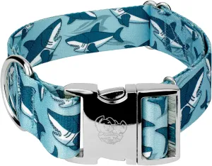 Country Brook Petz - HossFit Jr Wide Premium Dog Collar - Critter Corner Collection Featuring Creature Themed Designs (Sharks, Extra Large)