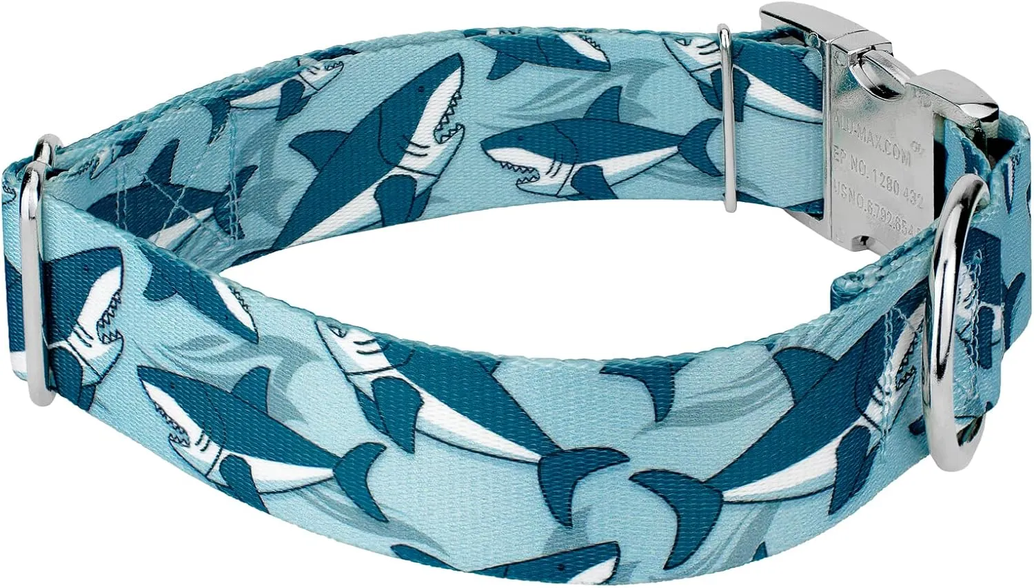 Country Brook Petz - HossFit Jr Wide Premium Dog Collar - Critter Corner Collection Featuring Creature Themed Designs (Sharks, Extra Large)