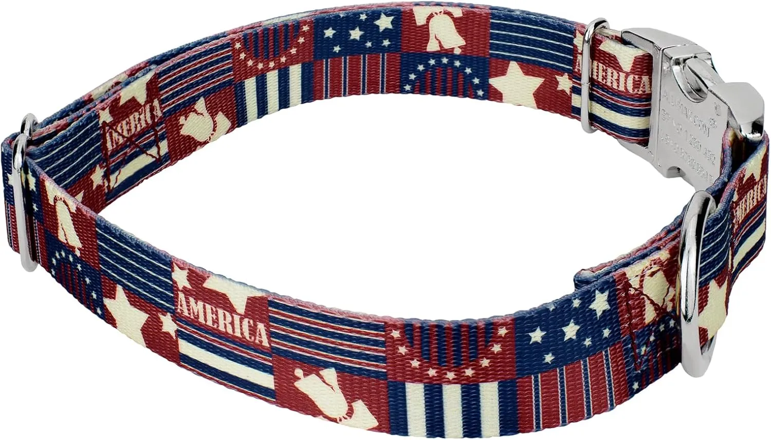 Country Brook Petz - Premium Spirit of '76 Dog Collar and Leash - Americana Collection Featuring Patriotic Designs (1 Inch, Medium)