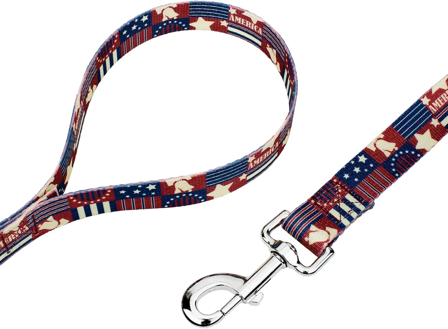 Country Brook Petz - Premium Spirit of '76 Dog Collar and Leash - Americana Collection Featuring Patriotic Designs (1 Inch, Medium)
