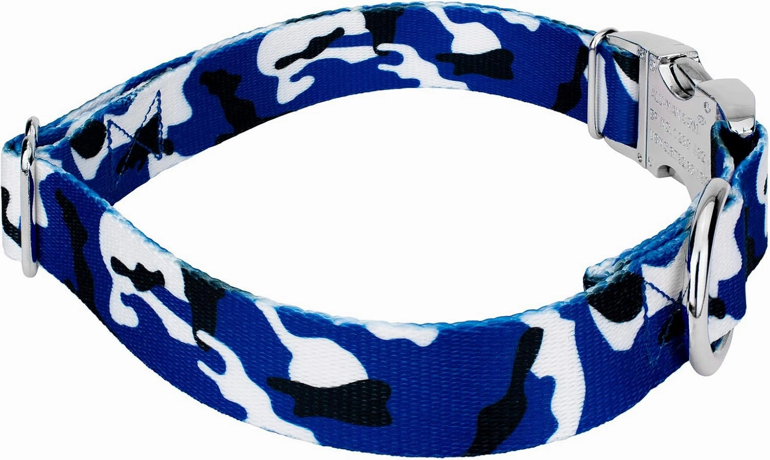 Country Brook Petz - Premium Royal Blue and White Camo Dog Collar - Sports and Athletics Collection Featuring Spirited Designs (1 Inch, Medium)