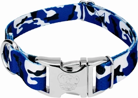 Country Brook Petz - Premium Royal Blue and White Camo Dog Collar - Sports and Athletics Collection Featuring Spirited Designs (1 Inch, Medium)