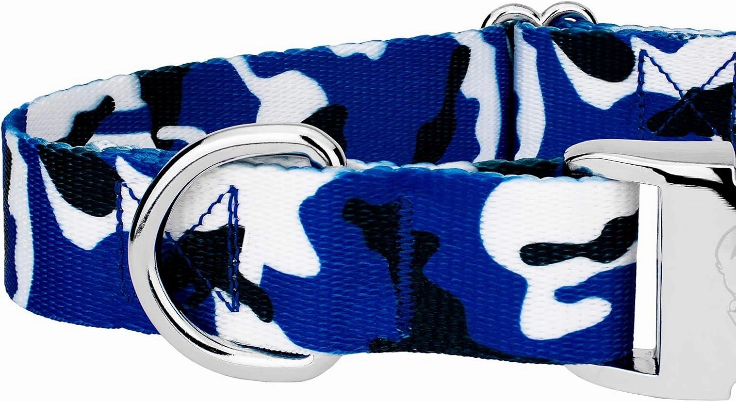 Country Brook Petz - Premium Royal Blue and White Camo Dog Collar - Sports and Athletics Collection Featuring Spirited Designs (1 Inch, Medium)