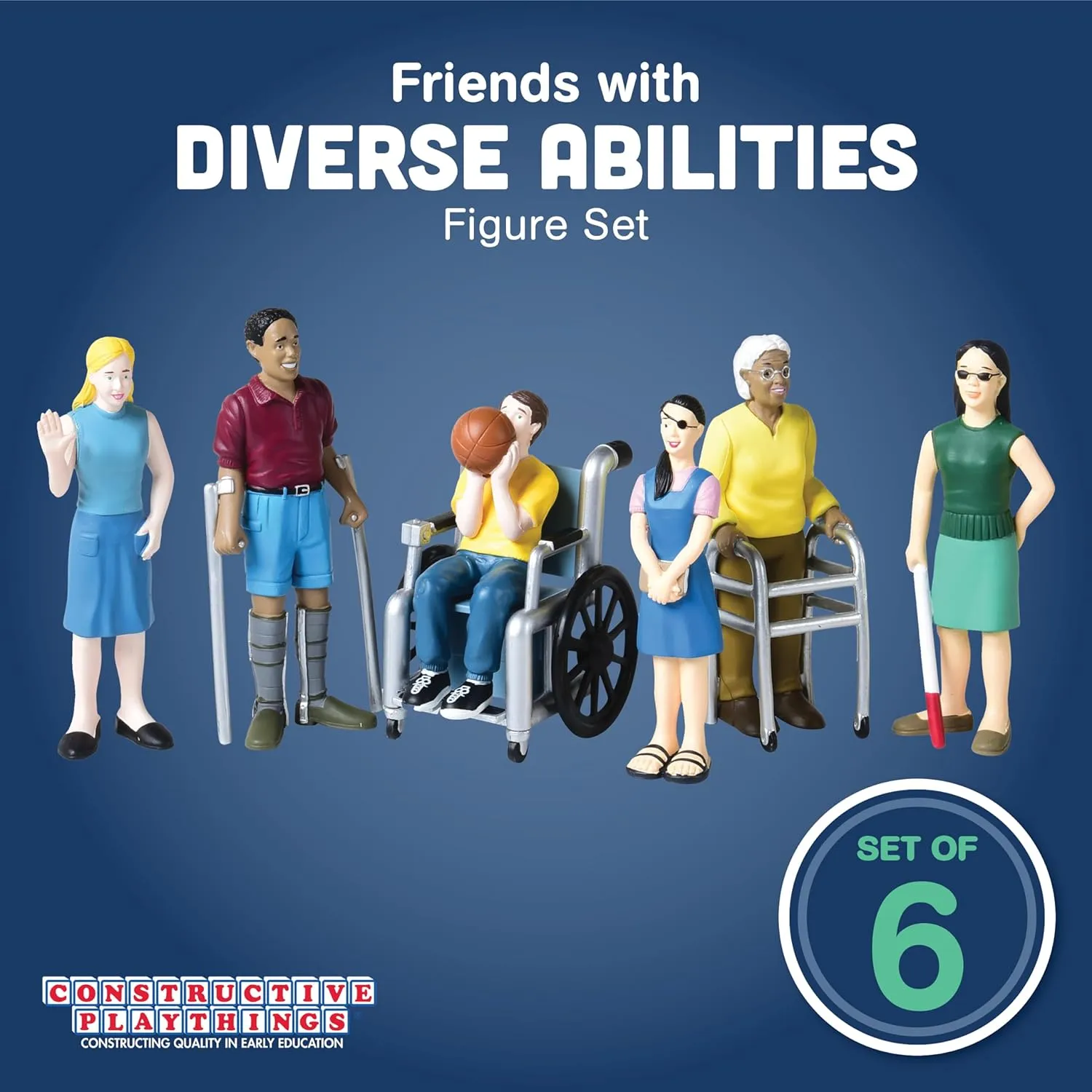 Creative Minds Marvel Education Diverse Abilities Toy Figure Set for Kids Ages 3 , Set of 6 Inclusive Toy Figurines with Wheelchairs, Canes, and More, Multicolor