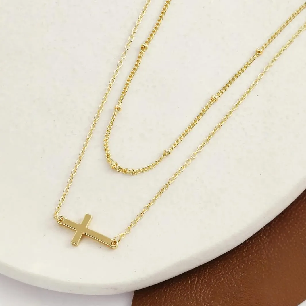 Cross Necklace for Women 14K Real Gold Silver Plated Dainty Small Pendant, Cute Simple Tiny Trendy Easter Basket Religious Faith Jewelry Gift for Mom and Wife
