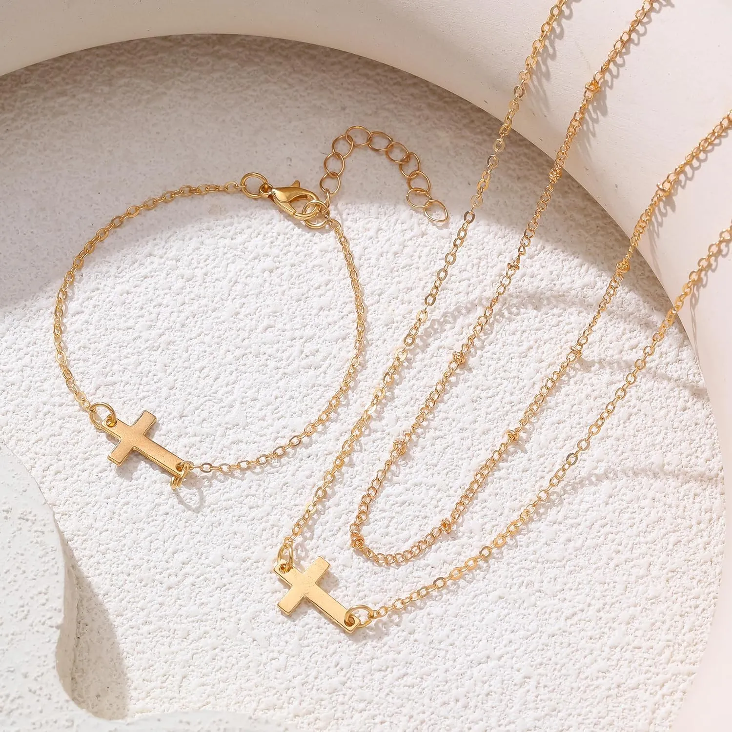 Cross Necklace for Women 14K Real Gold Silver Plated Dainty Small Pendant, Cute Simple Tiny Trendy Easter Basket Religious Faith Jewelry Gift for Mom and Wife