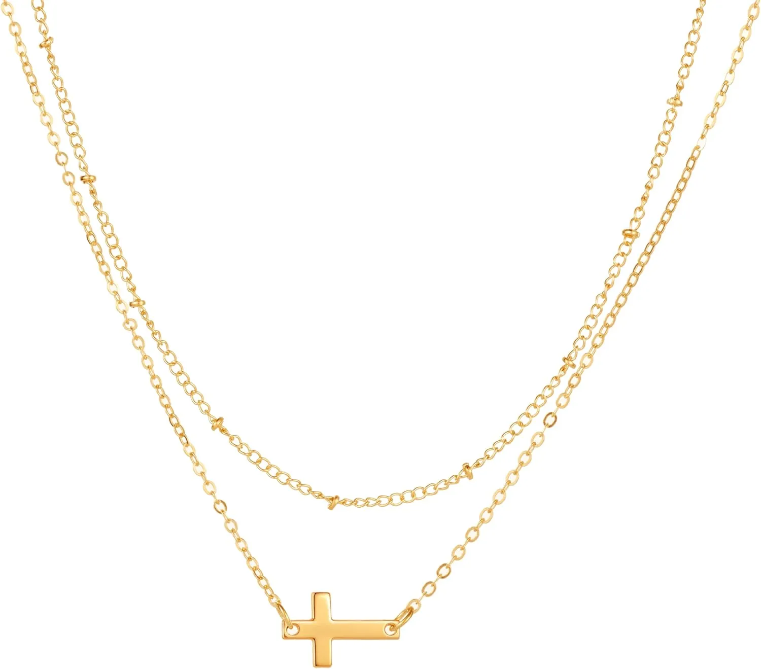 Cross Necklace for Women 14K Real Gold Silver Plated Dainty Small Pendant, Cute Simple Tiny Trendy Easter Basket Religious Faith Jewelry Gift for Mom and Wife
