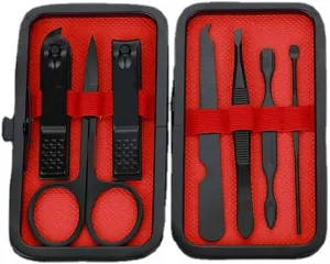 CSCDD 7 Piece Black Nail Clipper Set Beauty Manicure Tools Manicure Set