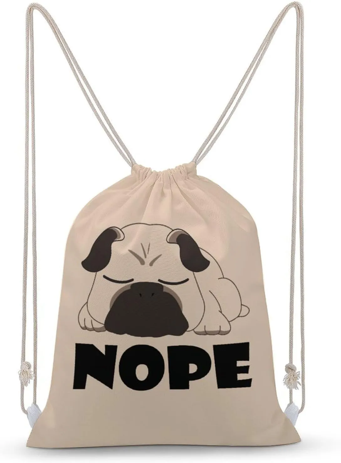 Cute Sleeping Pug Portable Drawstring Backpack Sports Gym Bag String Bags Shopping Yoga for Women Men