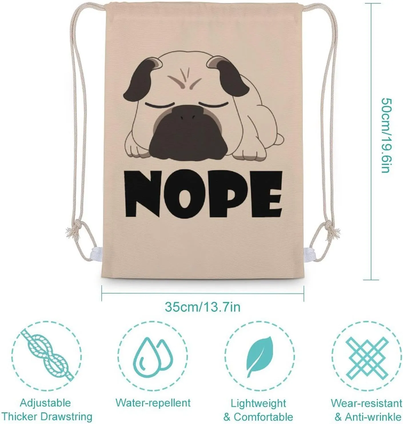 Cute Sleeping Pug Portable Drawstring Backpack Sports Gym Bag String Bags Shopping Yoga for Women Men