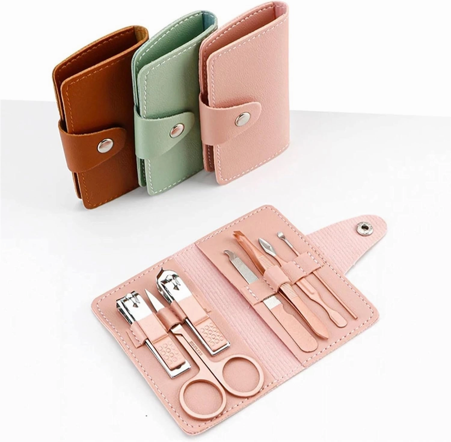Cuticle Set Nail Clipper Set 7-Piece Nail Clipper Set Complete Set of Household Nail Clippers Manicure and Beauty Tools Portable Nail Clipper Set Care Tools(Pink)