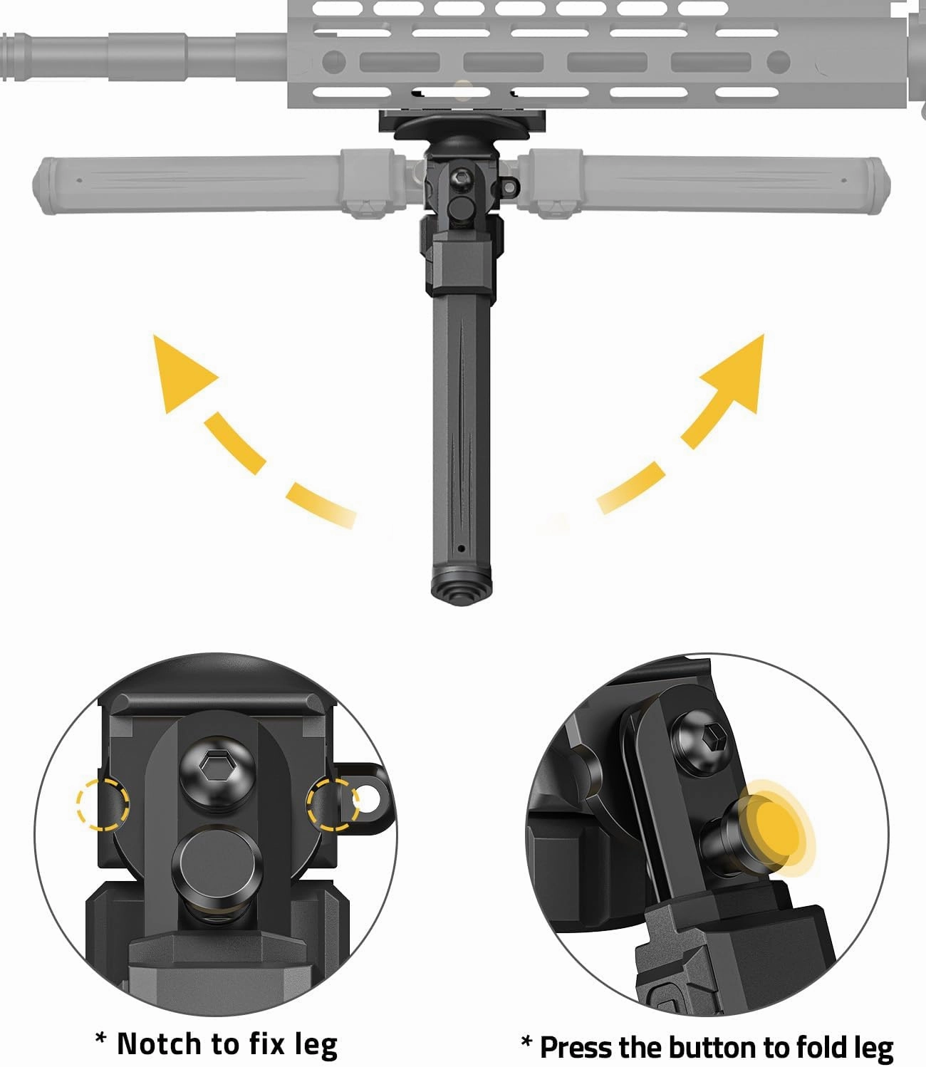CVLIFE Adjustable Rifle Bipod with Adapter Compatible with M-Rail and Sling Stud for Hunting