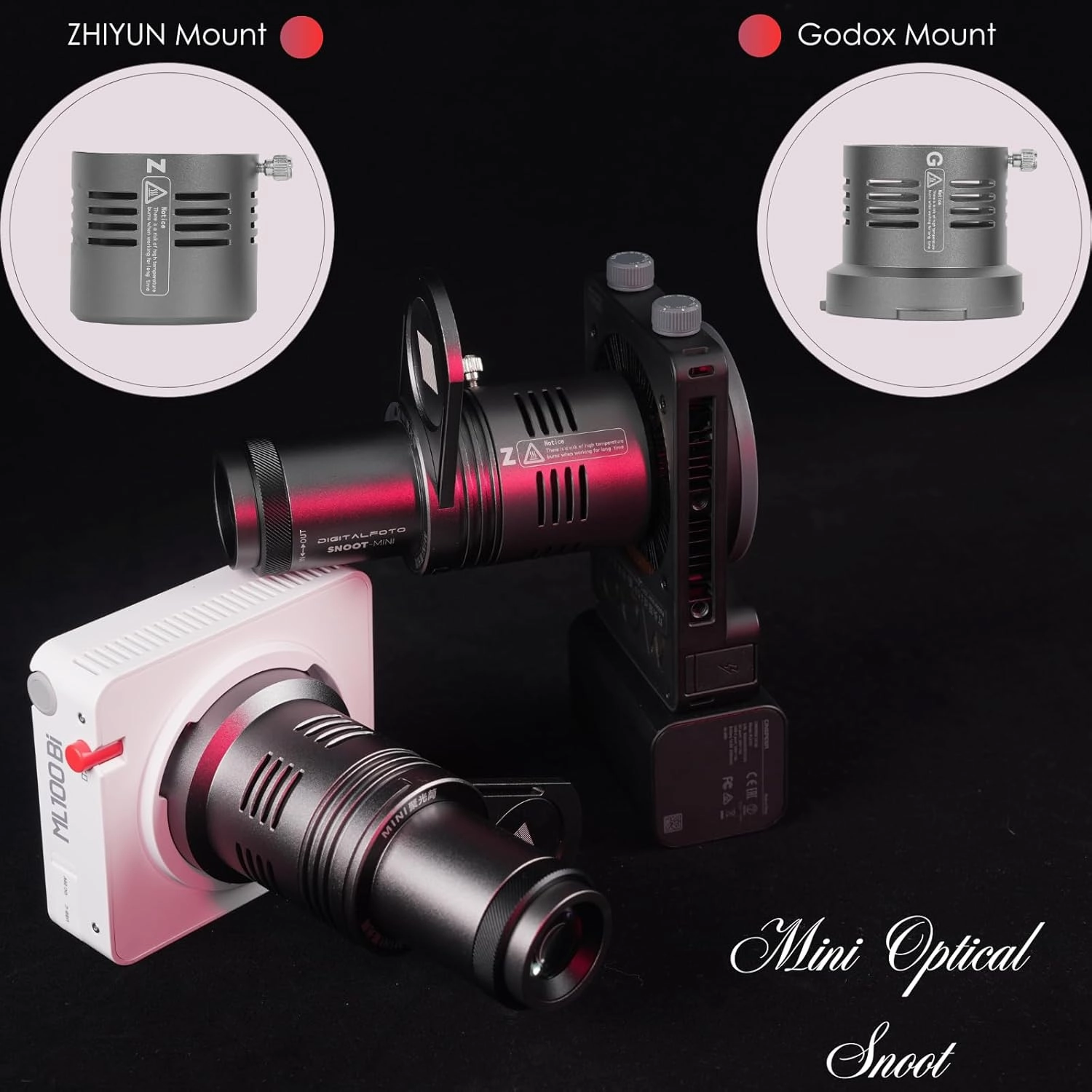 CX100 Mini Optical Snoot Gobos Accessories with ZY Mount Adapter, Spotlight Attachment Shape Light Compatible with ZHIYUN Molus X100,CX100,GodoxG ML100BI,ML100R