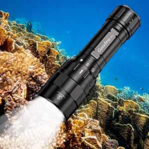 D10 4500 Lumen Underwater Light, 3 Modes Dive Light Scuba Diving Flashlight Dive Torch, Waterproof Flashlight Rechargeable, Safety Dive Lights with Battery and Charger for Night Diving