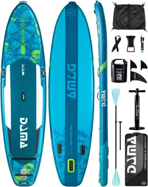 Dama Inflatable SUP 11'6"*35", Standup Paddleboard with Adjustable 4 Piece Paddle, Fishing Paddle Board, Extra Wide for Fishing