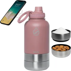 DASAN 3 in 1 Gym Water Bottle with Phone Holder & Pill Storage | Magnetic MagSafe Tripod Mount, Hidden Compartment | Insulated Stainless Steel | Leakproof - BPA Free | Funny Stickers Included | 32 Oz