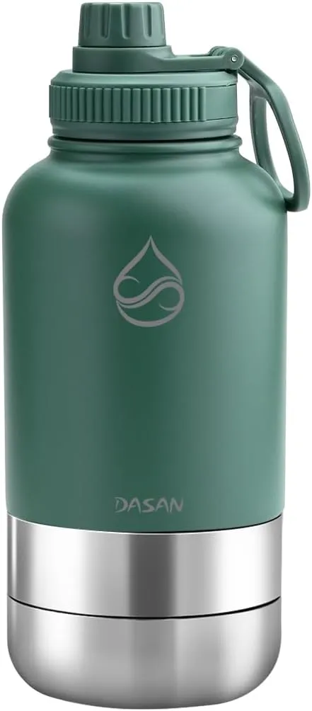 DASAN 3 in 1 Gym Water Bottle with Phone Holder & Pill Storage | Magnetic MagSafe Tripod Mount, Hidden Compartment | Insulated Stainless Steel | Leakproof - BPA Free | Funny Stickers Included | 32 Oz