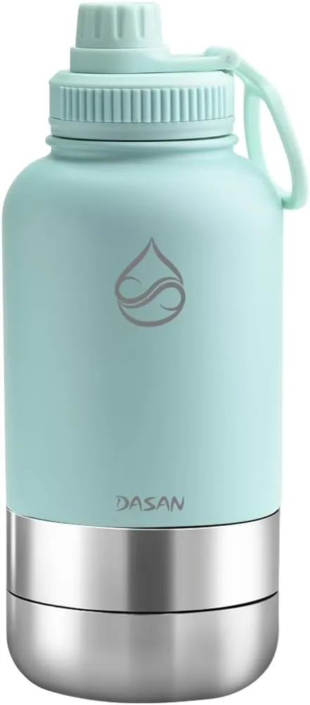DASAN 3 in 1 Gym Water Bottle with Phone Holder & Pill Storage | Magnetic MagSafe Tripod Mount, Hidden Compartment | Insulated Stainless Steel | Leakproof - BPA Free | Funny Stickers Included | 32 Oz