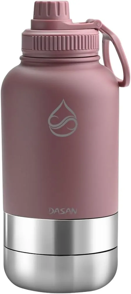 DASAN 3 in 1 Gym Water Bottle with Phone Holder & Pill Storage | Magnetic MagSafe Tripod Mount, Hidden Compartment | Insulated Stainless Steel | Leakproof - BPA Free | Funny Stickers Included | 32 Oz
