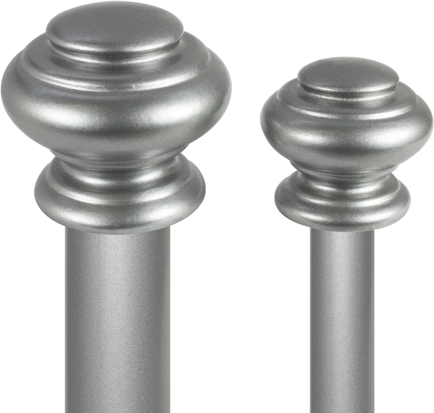 Decopolitan Urn Telescoping Double Drapery Rod Set, 36-72", Antique Silver