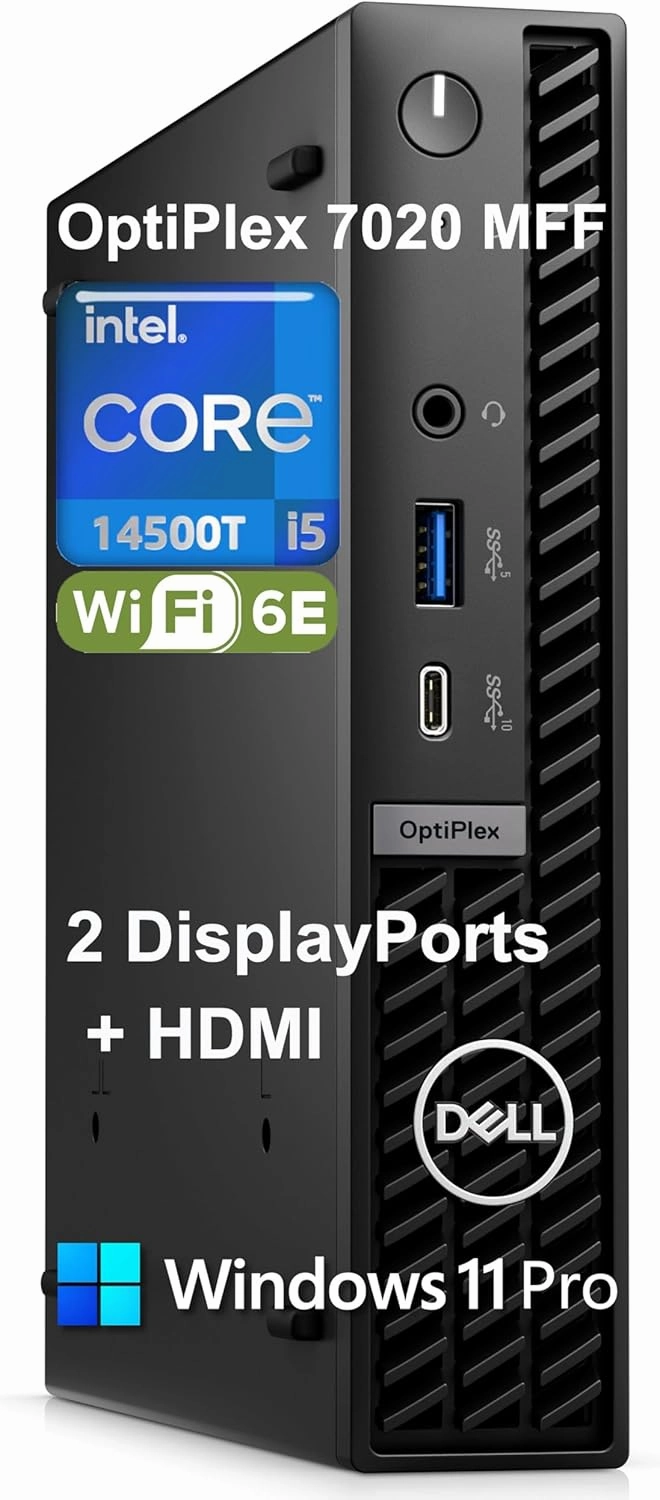 Dell OptiPlex 7020 MFF Micro Form Factor Mini Business Desktop Computer, 14th Gen Intel 14-Core i5-14500T (Beat i7-13700T), 32GB DDR5 RAM, 1TB PCIe SSD, WiFi 6E, 2 DisplayPorts   HDMI, Win 11 Pro
