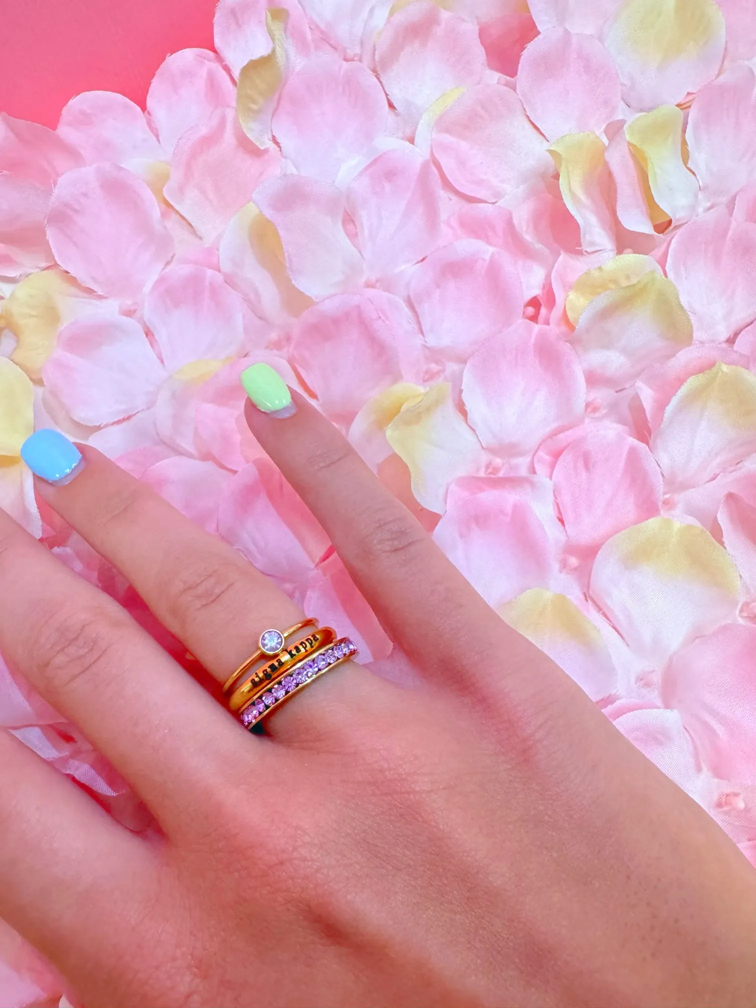Delta Zeta Engraved Stack Ring