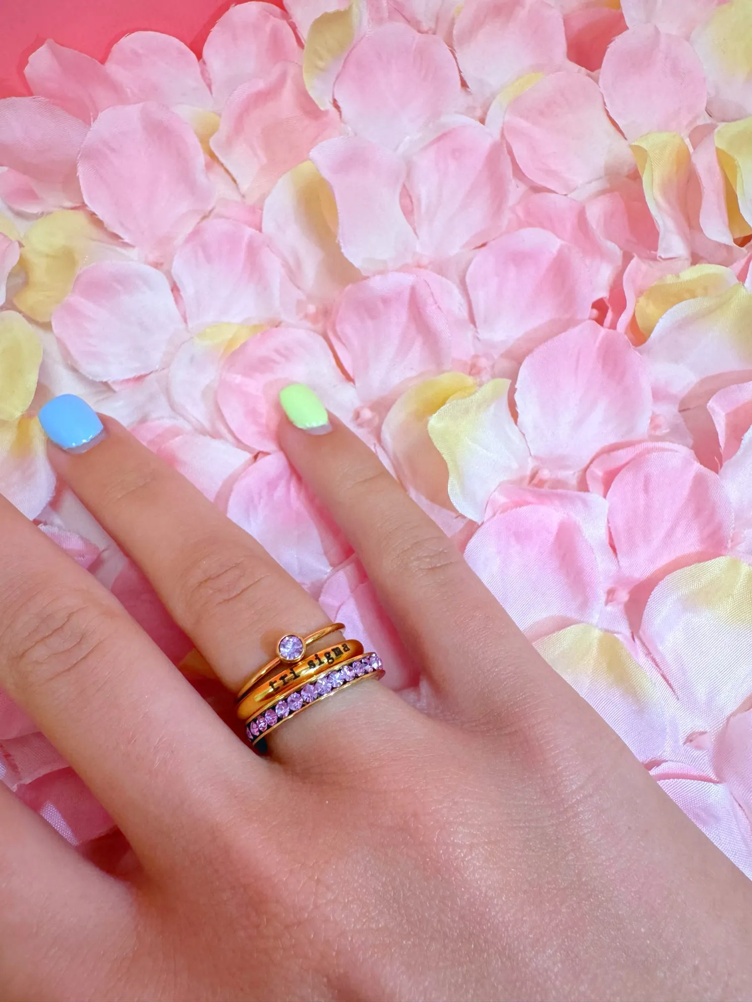 Delta Zeta Engraved Stack Ring