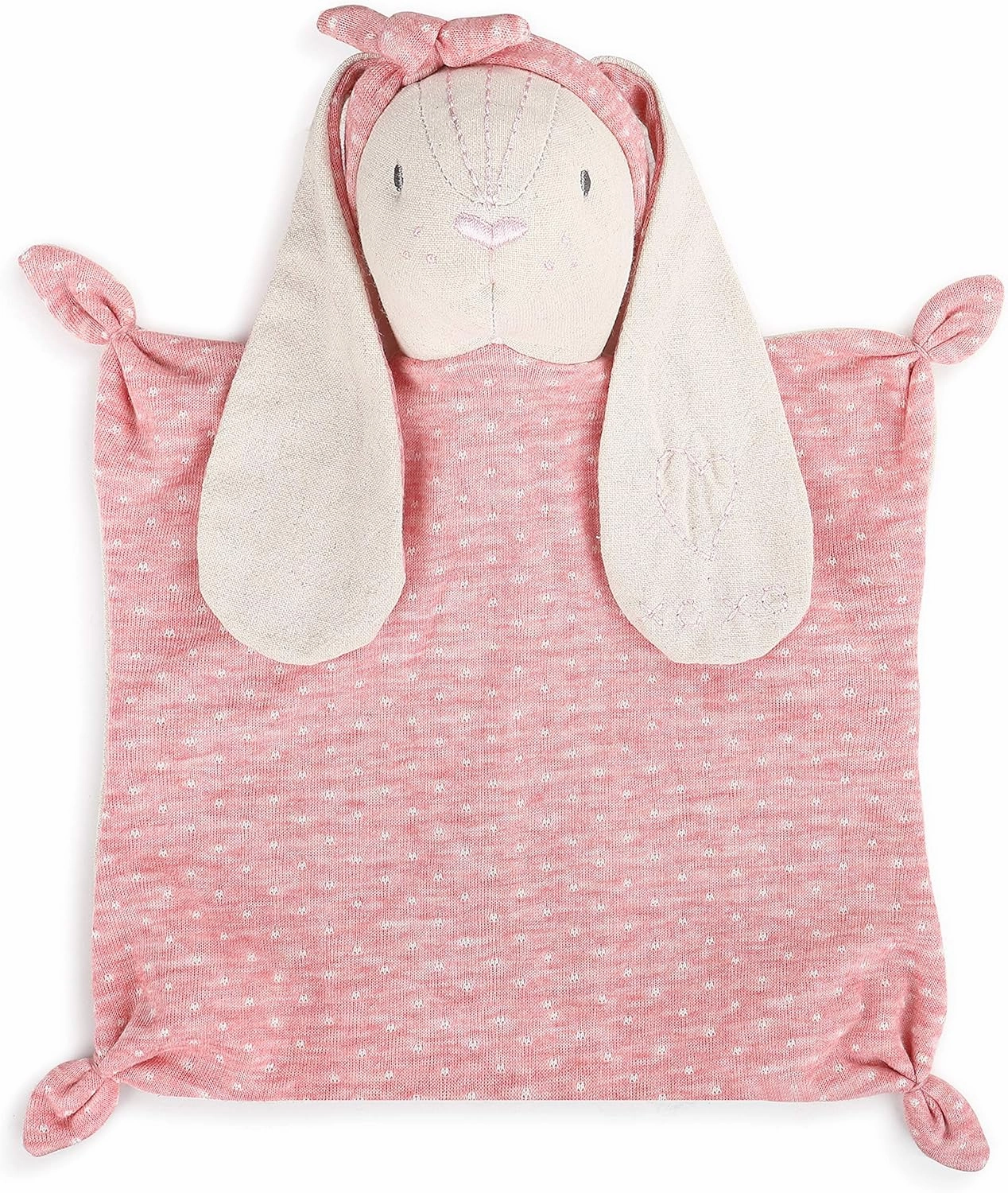 DEMDACO Bunny Soft Pink and Cream 11 x 9 Plush Linen Polyester Stuffed Animal Blankie